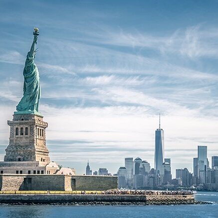 The statue of Liberty and Manhattan, New York City