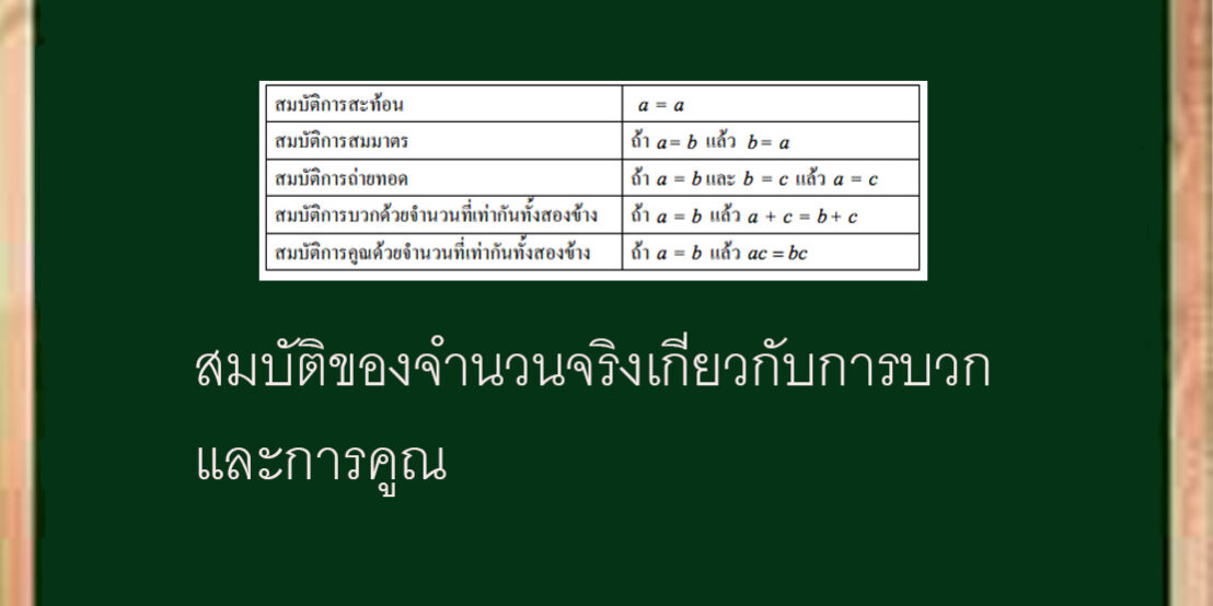 จำนวนจริงเกี่ยวกับการบวกและการคูณ จำนวนจริงเกี่ยวกับการบวกและการคูณ