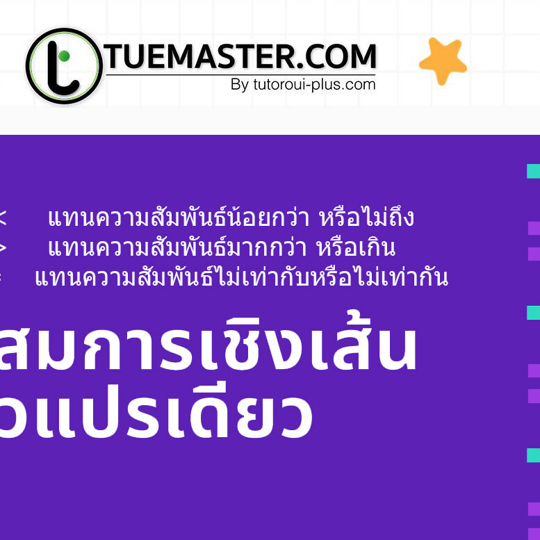         <     แทนความสัมพันธ์น้อยกว่า หรือไม่ถึง           >     แทนความสัมพันธ์มากกว่า หรือเกิน และ    ≠    แทนความสัมพันธ์ไม่เท่ากับหรือไม่เท่ากัน
