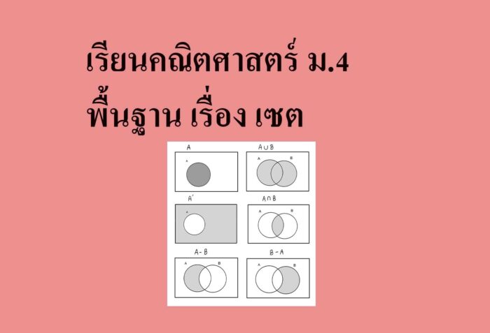 เรียนคณิตศาสตร์ ม.4 พื้นฐาน เรื่อง เซต เรียนคณิตศาสตร์ ม.4 พื้นฐาน เรื่อง เซต