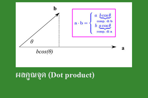 เวกเตอร์ผลคูณเชิงสเกลาร์ ผลคูณจุด (Dot product)