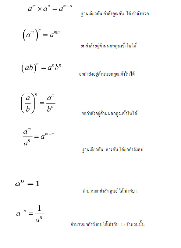 สมบัติของเลขยกกำลัง