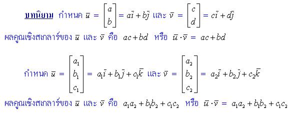 สมบัติผลคูณเชิงสเกลาร์