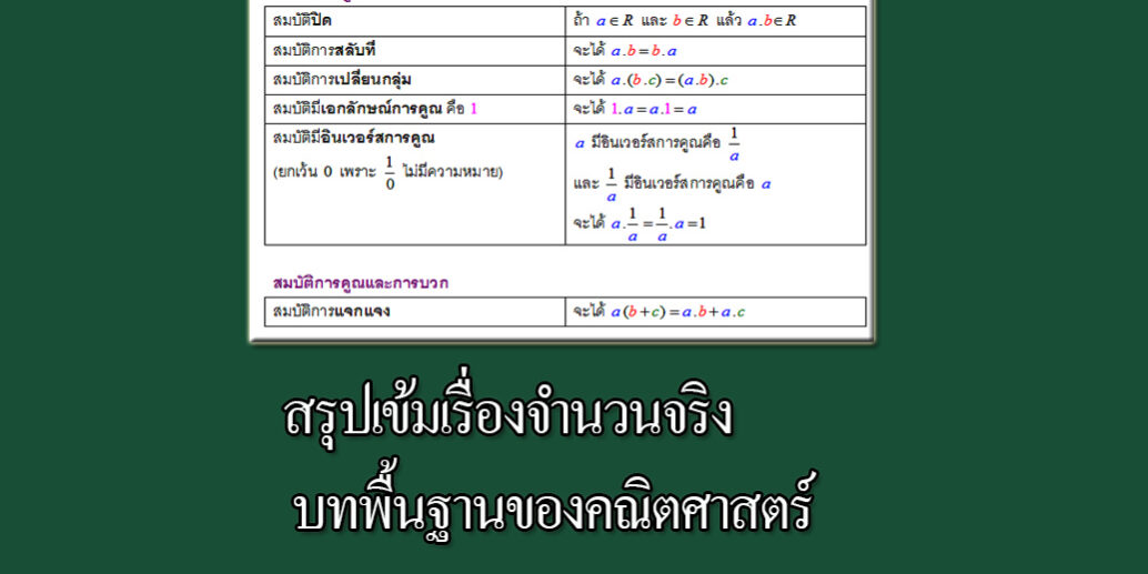 สรุปเข้มเรื่องจำนวนจริง บทพื้นฐานของคณิตศาสตร์