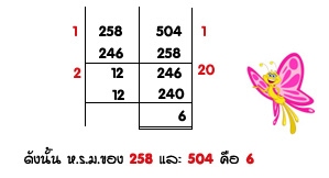 วิธีหา ห.ร.ม.ของจำนวนนับสามจำนวน      1. หา ห.ร.ม. ของสองจำนวน      2.  หา ห.ร.ม. ของจำนวนที่เหลือกับ ห.ร.ม. ที่หาได้ในข้อ 1      3.  ห.ร.ม. ที่หาได้ในข้อสอง เป็น ห.ร.ม. ของทั้งสามจำนวน