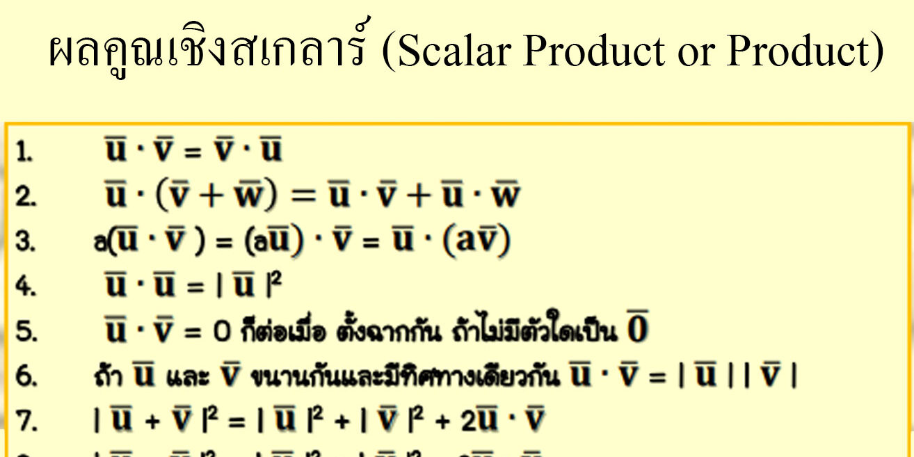 ผลคูณเชิงสเกลาร์ (Scalar Product or Product)