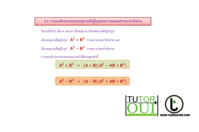 การแยกตัวประกอบของพหุนามที่มีดีกรีสูงกว่าสอง