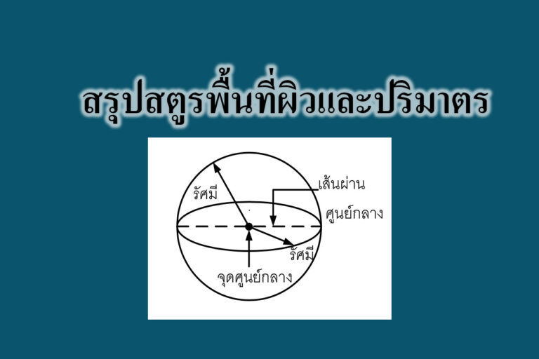 สรุปสตูรพื้นที่ผิวและปริมาตร