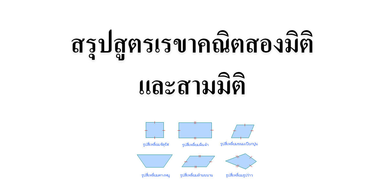 สรุปสูตรเรขาคณิตสองมิติและสามมิติ