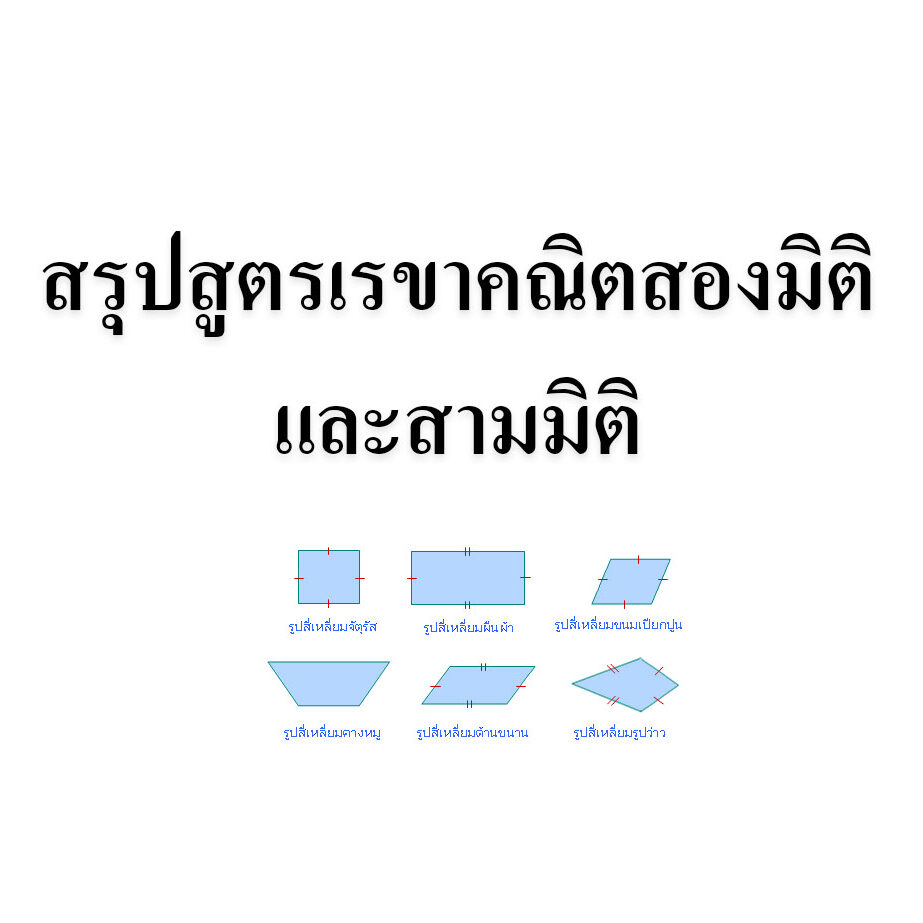 สรุปสูตรเรขาคณิตสองมิติและสามมิติ