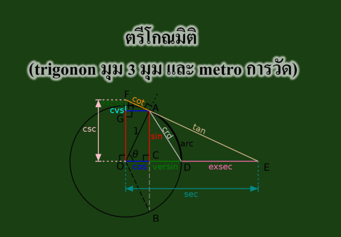 ตรีโกณมิติ (trigonon มุม 3 มุม และ metro การวัด)