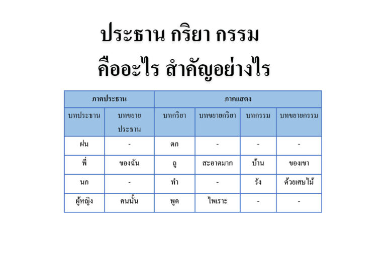 ประธาน กริยา กรรม คืออะไร สำคัญอย่างไร ประธาน กริยา กรรม คืออะไร สำคัญอย่างไร