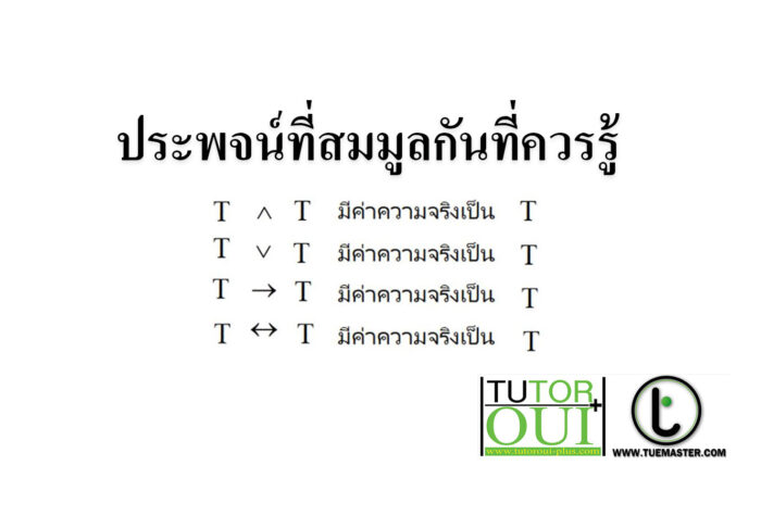 ประพจน์ที่สมมูลกันที่ควรรู้