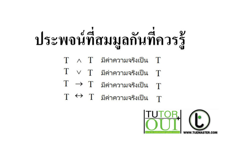 ประพจน์ที่สมมูลกันที่ควรรู้