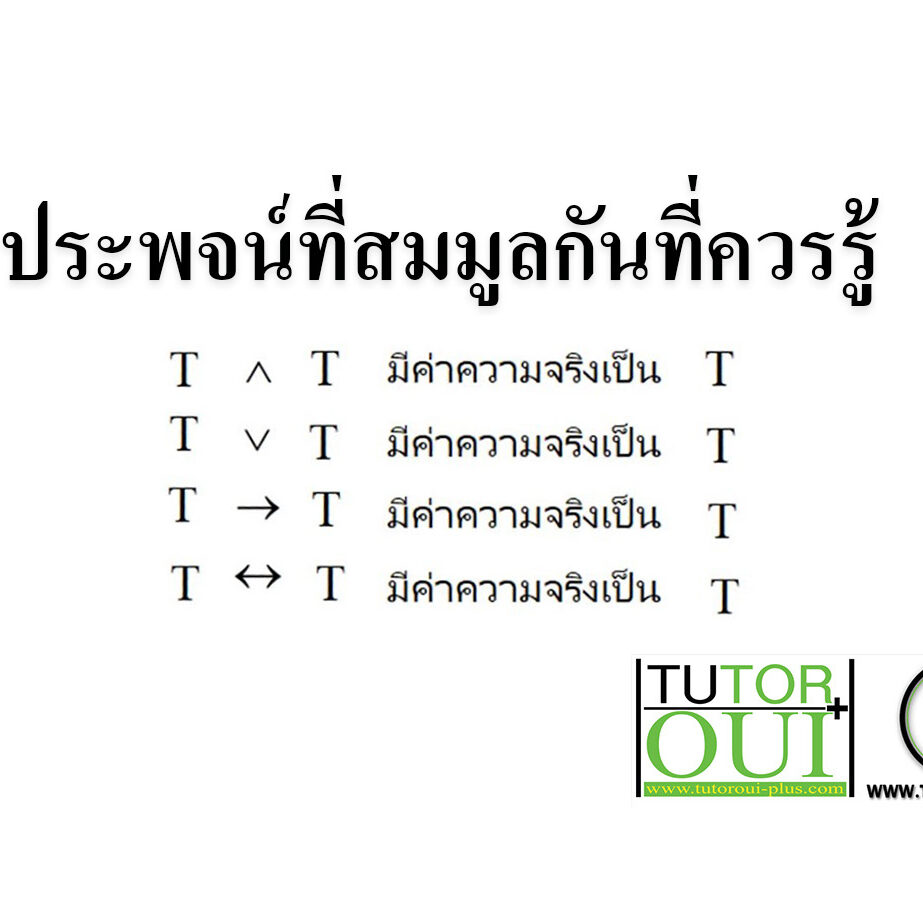 ประพจน์ที่สมมูลกันที่ควรรู้ ประพจน์ที่สมมูลกันที่ควรรู้