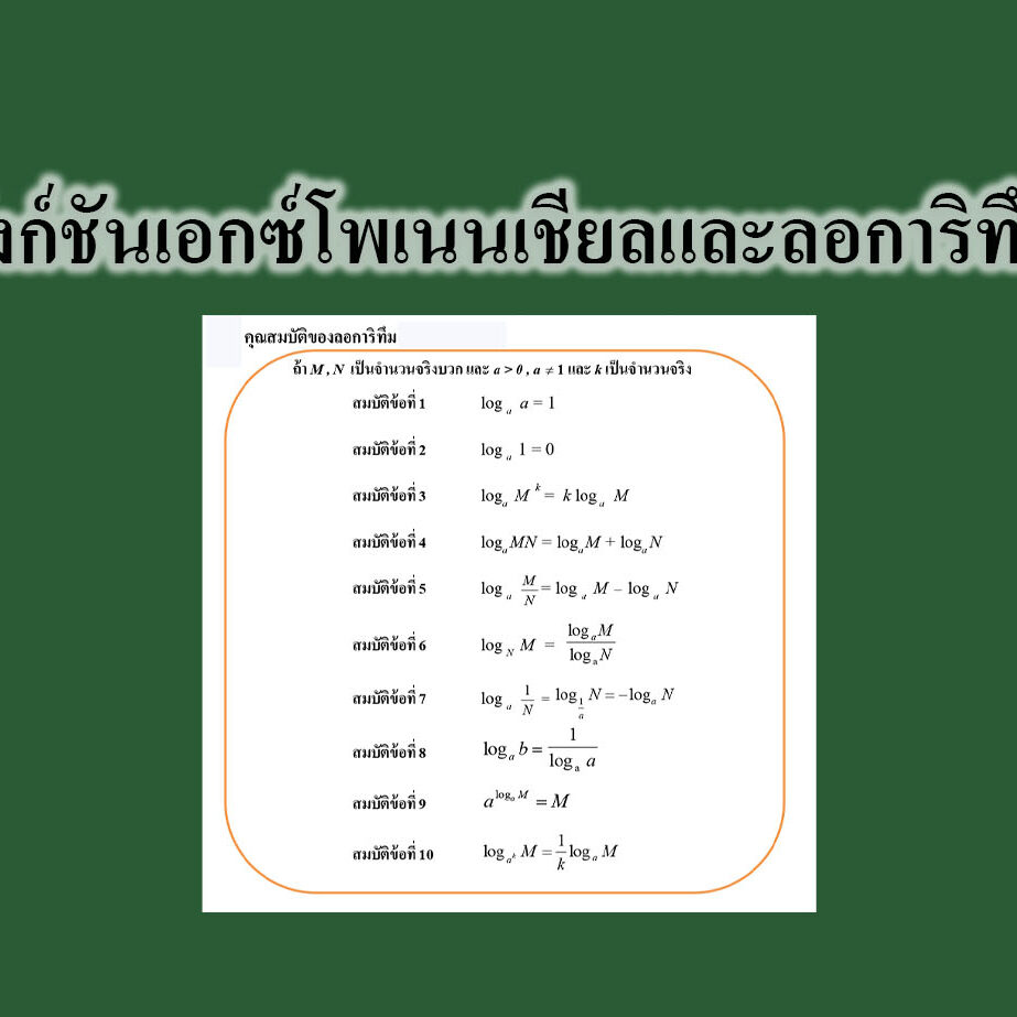 ฟังก์ชันเอกซ์โพเนนเชียลและลอการิทึม ฟังก์ชันเอกซ์โพเนนเชียลและลอการิทึม