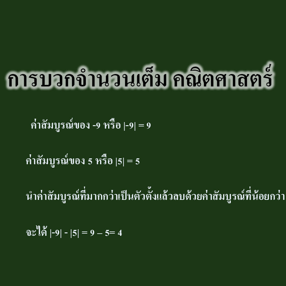 การบวกจำนวนเต็ม คณิตศาสตร์ การบวกจำนวนเต็ม คณิตศาสตร์