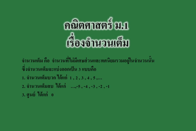 คณิตศาสตร์ เรื่องจำนวนเต็ม