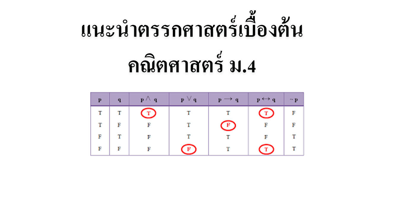 แนะนำตรรกศาสตร์เบื้องต้นคณิตศาสตร์ ม.4