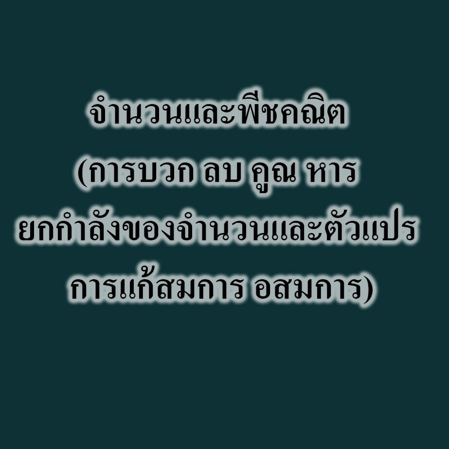 จำนวนและพีชคณิต (การบวก ลบ คูณ หาร ยกกำลังของจำนวนและตัวแปร การแก้สมการ อสมการ)