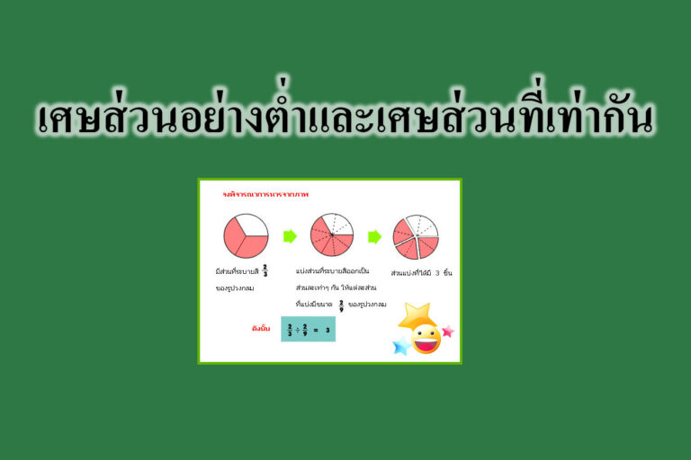 เศษส่วนอย่างต่ำและเศษส่วนที่เท่ากัน เศษส่วนอย่างต่ำและเศษส่วนที่เท่ากัน