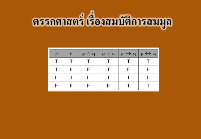 ตรรกศาสตร์ เรื่องสมบัติการสมมูล
