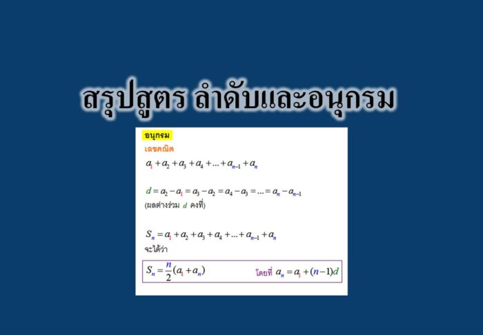 สรุปสูตร ลำดับและอนุกรม