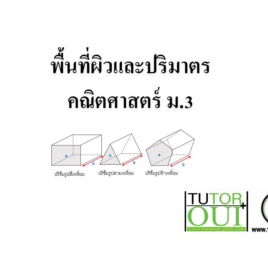 พื้นที่ผิวและปริมาตร-คณิตศาสตร์ พื้นที่ผิวและปริมาตร-คณิตศาสตร์ ม.3