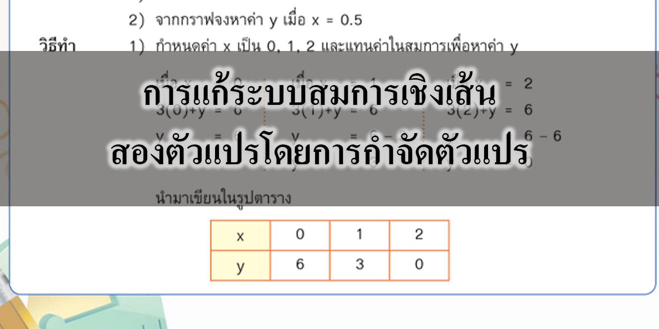 การแก้ระบบสมการเชิงเส้นสองตัวแปรโดยการกำจัดตัวแปร