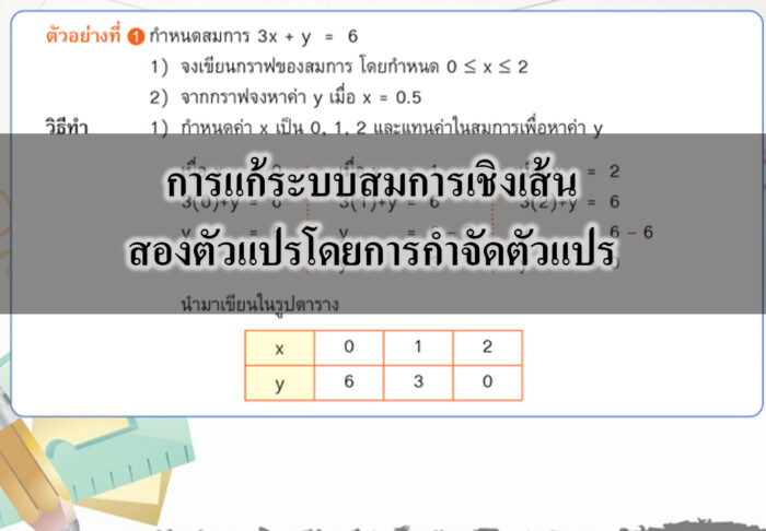 การแก้ระบบสมการเชิงเส้นสองตัวแปรโดยการกำจัดตัวแปร