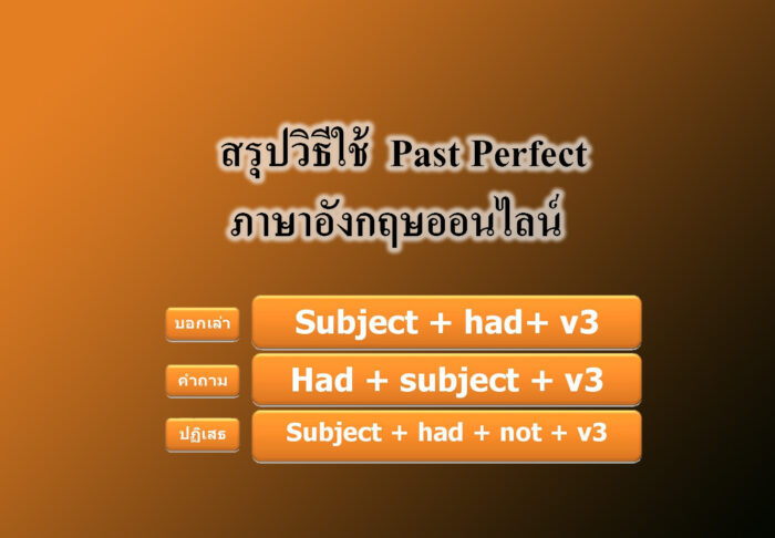 สรุปวิธีใช้ ❝ Past Perfect ❞ ภาษาอังกฤษออนไลน์