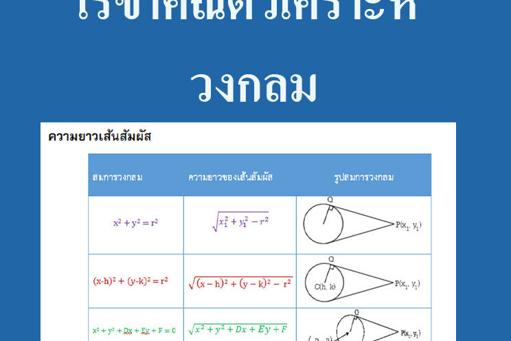 เรขาคณิตวิเคราะห์ เรื่องวงกลม